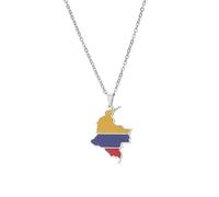 XIAFH Vintage Map of Colombia Pendant Necklace for Women Girls Stainless Steel Adjustable Taliban Necklace Jewellery Gifts for Women Men Girlfriend Friend (silver)