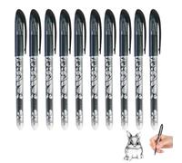 XIAGER 10Pcs Erasable Pens,Black Erasable Gel Pens with Rubbers on End,0.5mm Eraser Pen That Rub Out,Smooth Writing,Gel Ink Eraser Pen for Writing & Drawing,School Supplies