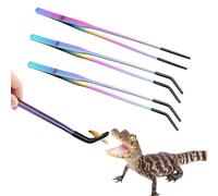 XIAGER 3pcs Reptile Feeding Tongs,Stainless Steel Feeding Forceps for Reptiles,Straight & Curved Tweezers Tool,Long Rubber-Tipped Food Pliers for Aquarium & Terrarium,Bearded Dragons,Snakes,Lizards