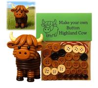 XIAGER DIY Highland Cow Button Craft Kit - Create Your Own 3D Christmas Tree Ornament,Fun Beginner-Friendly Animal Art Project for Adults & K/ids,Unique Handmade Festive Gift,Birthday Present
