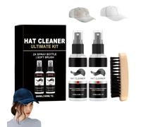 XIAGER Hat Cleaner,Hat Cleaning Kit for Baseball Caps,200ml Stain Remover Spray with Brush,Removes Sweat,Dirt,Odors,No Rinse Formula for Ball Caps,Felt & Visors
