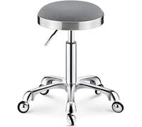 XIAGJAO Heavy Duty Adjustable Height Work Shop Stool, Round Rolling Stool Swivel Salon Hairdressing Makeup Stool With Wheels(Color:Gray)