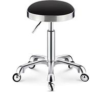 XIAGJAO Heavy Duty Adjustable Height Work Shop Stool, Round Rolling Stool Swivel Salon Hairdressing Makeup Stool With Wheels(Color:Black)