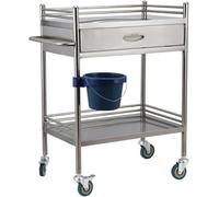 XIAGJAO Lab Medical Cart Stainless Steel Rolling Trolley - 2-Tier Drawer Cart for Clinics, Hospitals - Max Load 100kg - Versatile Equipment for Lab (Size:60×40×86cm)