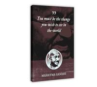 XIAGN Mohandas Karamchand Gandhi Motivational Quote You Must Be The Change Canvas Poster Bedroom Decor Landscape Office Room Decor Gift 16x24inch(40x60cm)