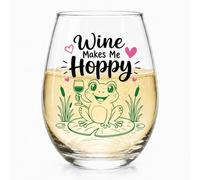 Xiahde Funny Wine Makes Me Hoppy Stemless Wine Glass Gifts for Frog Lovers | Cute Frog Wine Glass for Women Mom Bestie Daughter, Animal Lovers Thanksgiving Birthday Gifts, Summer Home Kitchen Decor