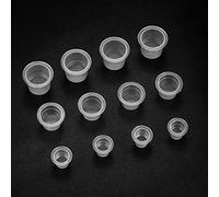 Xiaheipi 400 Pcs Tattoo Ink Cups, Tattoo Ink Caps Cups, Clear Plastic Inks Containers Pigment Cup, Permanent Makeup Pigment Caps Cup Container Tattoos Accessory, 3 Sizes, 10mm/12mm/15mm
