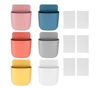 Xiaheipi 6 Pcs Remote Control Holder, Hanging Storage Remote Holder Wall Mounted, Self-adhesive Organizer Storage Boxes for Home, Office, Cell Phone, Power, Toothbrush Holder Container(6 Colors)