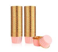 Xiaheipi mini 100 Pcs Cupcake Baking Cases, Muffin Liners Cases, Mini Cupcake Paper Cups, Foil Metallic Muffin Wrappers for Birthday, Wedding, Holiday Party(44 * 35 mm)