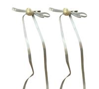 XIAHIOPT 1pc/2pcs Long Ribbon Hair Clip Ribbon Rose&Bowknot Shape Spring Hair Clip for Girl Photography Ponytail Styling Tiaras