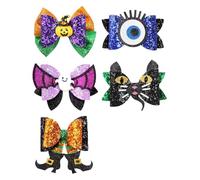 XIAHIOPT Pack of 5 Festival Halloween Sequins Hair Clip Halloween Themed Hair Barrettes Fabric Clip for Seasonal Hairstyles