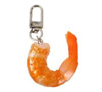 XIAHIOPT PVC Shrimp Meat Keychain Funny Food Keyring for Women Versatile Scene Decoration Metal Pendant Keyrings Charm for Bags