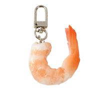 XIAHIOPT PVC Shrimp Meat Keychain Funny Food Keyring for Women Versatile Scene Decoration Metal Pendant Keyrings Charm for Bags