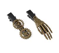 XIAHIOPT Women Girls Hair Pin Cool Side Clip Metal Hairpins Gear Skeleton Hand Halloween Hair Accessories