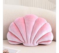 XIAIJIA Seashell Cushion 3D Insert Soft Velvet Beach Pillow Sea Ocean Decor for Sofa Bed (Pink, 14x11 inch)