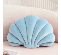 XIAIJIA Seashell Decorative Pillow Shell Shaped Throw Pillow 3D Insert Beach Pillow Soft Velvet Pillow Sea Ocean Decoration Couch Bed Pillow Cushions(Blue,14 X 11 inch)
