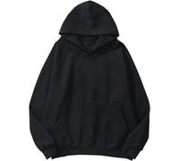 XIALIN Women Hoodies Oversized Fleece Long Sleeve Comfy Casual Basic Pullover Sweatshirts (UK, Alpha, L, Regular, Regular, Black)