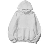 XIALIN Women Hoodies Oversized Fleece Long Sleeve Comfy Casual Basic Pullover Sweatshirts (UK, Alpha, S, Regular, Regular, Light Gray)