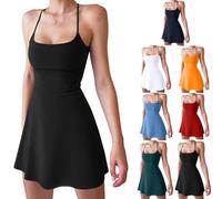 XIALIN Womens Tennis Dress Workout Shorts Dresses Sleeveless Summer Slim for Golf Athletic Dresses for Women (UK, Alpha, XL, Regular, Regular, Black)