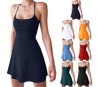 XIALIN Womens Tennis Dress Workout Shorts Dresses Sleeveless Summer Slim for Golf Athletic Dresses for Women (UK, Alpha, XL, Regular, Regular, Navy Blue)