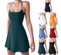 XIALIN Womens Tennis Dress Workout Shorts Dresses Sleeveless Summer Slim for Golf Athletic Dresses for Women (UK, Alpha, L, Regular, Regular, Dark Green)