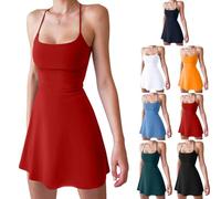 XIALIN Womens Tennis Dress Workout Shorts Dresses Sleeveless Summer Slim for Golf Athletic Dresses for Women (UK, Alpha, S, Regular, Regular, Red)
