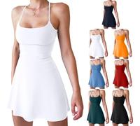XIALIN Womens Tennis Dress Workout Shorts Dresses Sleeveless Summer Slim for Golf Athletic Dresses for Women (UK, Alpha, S, Regular, Regular, White)