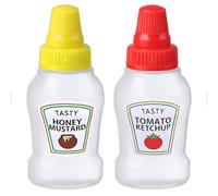 Xialuwy 2pcs Portable Squeeze Sauce Bottle - Refillable Ketchup Honey Salad Containers Bottles, Ketchup Sub-Bottling, Sauce Jars Lunch Box Dressing Dispensers For Kids Adults