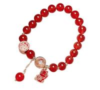 Xialuwy Chinese Bracelet, Year of the Snake Red Agate Bracelet, Women Protection Bracelet, Handmade Good Luck Bracelets, Beaded Bangles for Women's Day