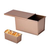 Xialuwy Loaf Tin Non-Stick Loaf Pan with Lids, Bread Tin for Baking, Bread Loaf Pan with Slide for Sandwich Cake, Carbon Steel Bread Mold Bread Baking Pan, 21x10x11cm