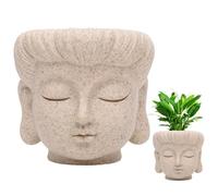 Xialuwy Resin Planter Pot | Buddha Head Planter | Indoor/Outdoor Decorative Flower Pot | Zen Plant Pot For Succulents & Cacti | Garden Buddhist Face Planter For Cacti And Small Potted Plants