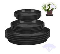Xialvyu 12Pcs Plant Pot Saucers with Label, Black Plant Saucer Waterproof Plant Tray Flower Pot Drip Tray for Indoor Outdoor Garden Plants (14 cm/16cm/24cm, Black)
