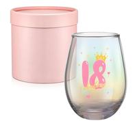 Xialvyu 18th Birthday Gifts for Girls,Iridescent Stemless Wine Glasses,18th Fabulous Pink Personalised Wine Glass for Women,Funny Birthday Presents for Daughter, Sisters,Friends