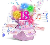 Xialvyu 3D Birthday Card with Music and Lights,18th Birthday Musical Pop up Greeting Cards 18 Year Old Gift for Girls Women Daughter Purple
