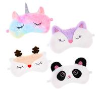 Xialvyu 4 Pack Kids Eye Mask, Eye Masks for Sleeping, Soft Cute Animal Plush Sleeping Mask, Sleeping Mask for Girls Adult Children