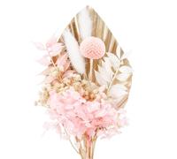 Xialvyu Dried Flowers Bouquet, Pink Real Dried Flowers for Cakes, Gold Palm Leaves Cake Topper, Cake Insert Decorations for Wedding Birthday Party Baby Shower Valentine's Day