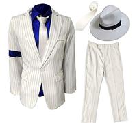 Xiami Leyuan White Smooth Criminal Costume Armband Suit Jacket for Kid and Adult to Cosplay Michael Jackson (White, Adult:170cm/5'7'')