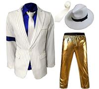 Xiami Leyuan White Smooth Criminal Costume Armband Suit Jacket for Kid and Adult to Cosplay Michael Jackson (Gold, Adult:180cm/5'11'')