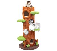 Xiamiao Magic Forest Cat Tree Tower, 62 inches Tall, Real Solid Wood Cat Tree for Multi-Cat Household