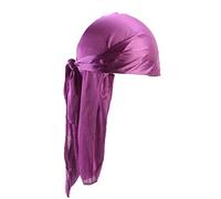 Xiang Ru Unisex Durag Long Tail Headwraps - Silky Stain Solid Color - Pirate Cap Chemo Turban Hat Beanie Muslim Bandana Hip-hop - Purple