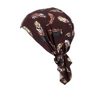 Xiang Ru Women Bandana Scarf Pre-Tied Chemo Hat - Cotton Print Flower - Muslim Beanie Turban Headwear for Chemo Hair Loss Cancer Patients Sleep - Coffee