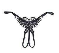 Xiang Ru Women Thongs Briefs Butterfly Panty T-Back Hipster Underwear Ladies String Black