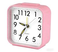 Xiangbhalla Pink Silent Analogue Alarm Clock with Snooze Light