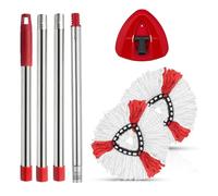 XIANGBIN Spin Mop Head Replacement Set Compatible with Vileda Turbo Microfibre,2 Microfiber Mop +1 Handle+1 Base Great for Bathroom floors and Cleaning the House