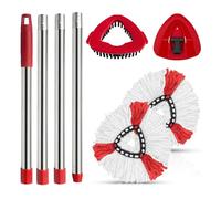 XIANGBIN Spin Mop Head Replacement Set Compatible with Vileda Turbo Microfibre,2 Microfiber Mop Pads+1 Handle+1 Base+1 Cleaning Brush Comb Great for Bathroom floors and Cleaning the House