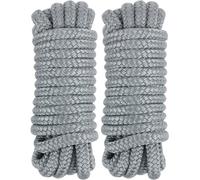 XiangGuanQianYing 15' x 3/8" Double Braided Marine Mooring Ropes 2 Pack, Boat Ropes for Docking with 12" Eyelet - Grey