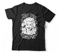 XiangGuFeiNiuWei Have A Holly Dolly Christmas Xmas Parton Music O-Neck Unisex Short Sleeve T-Shirt Black L