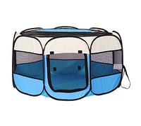 XianghuangTechnology Soft Fabric Portable Foldable Pet Dog Cat Puppy Playpen, Indoor/Outdoor use Pet Kennel Cage D40 x H23 Inch (Light Blue)
