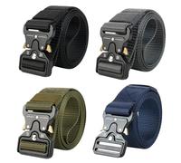 XiangJunly 4 Pcs Nylon Canvas Belt Women Men, Work Belts for Men Women, Adjustable Automatic Buckle Mens Belts for Military Leisure Sports, Web Size Up to 120CM (4 Colors)