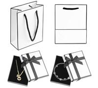 XiangJunly Jewellery Gift Box and Paper Bag Set, 9x7x3cm Small Gift Box with Lid for Bracelets, Earrings, Rings, Necklaces - Perfect for Presents and Presentation